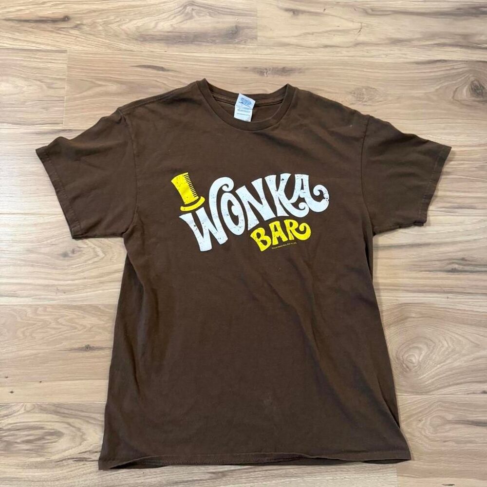 Vintage style Brown Wonka Bar graphic movie promo Tee Size Medium